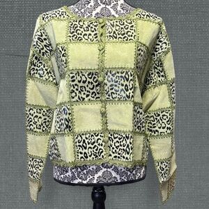 Vintage SMH Boutique Leather Patchwork Jacket Green Large